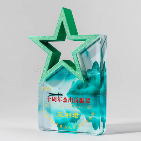Customization Colorful Five-Star Crystal Trophy Corporate Gifts