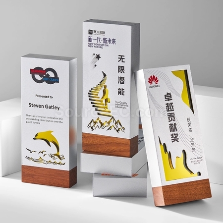Customization Solid Wood Metal Trophy Corporate Gifts