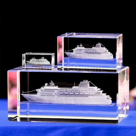 3D Engraved Cruise Ship Crystal