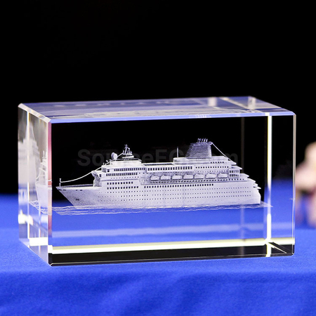 Customization 3D Engraved Cruise Ship Crystal Corporate Gifts