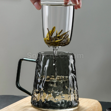 Customization Glass tea cup with separate tea and water compartments for brewing Corporate Gifts