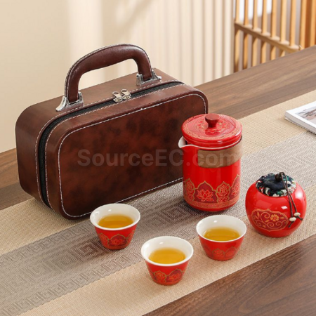 Customization Portable Travel Ceramic Tea Set Corporate Gifts