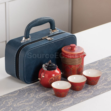 Customization Portable Travel Ceramic Tea Set Corporate Gifts