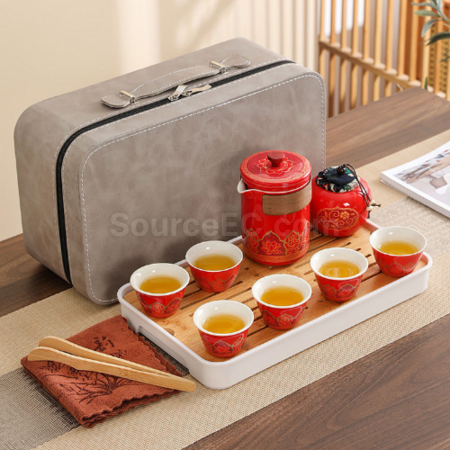 Customization Portable Travel Ceramic Tea Set Corporate Gifts