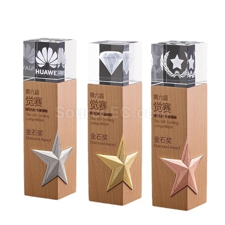 Wooden Crystal Trophy