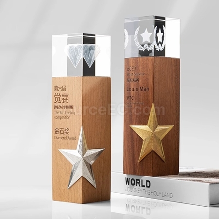 Customization Wooden Crystal Trophy Corporate Gifts