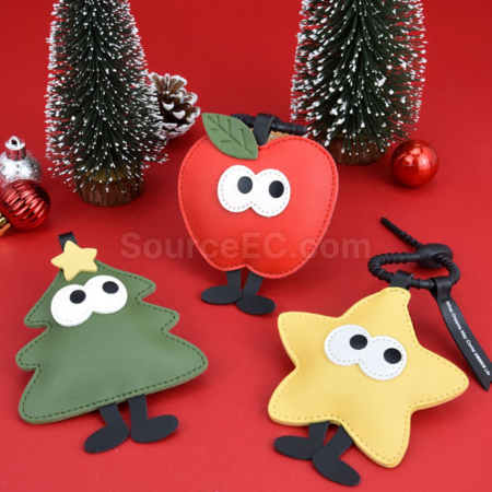 Customization PU Christmas Keychain Pendant Corporate Gifts
