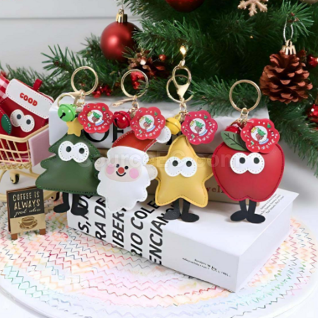 Customization PU Christmas Keychain Pendant Corporate Gifts