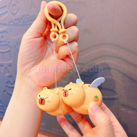 Customization Pull String Flying Capybara Stress Relief Keychain Corporate Gifts