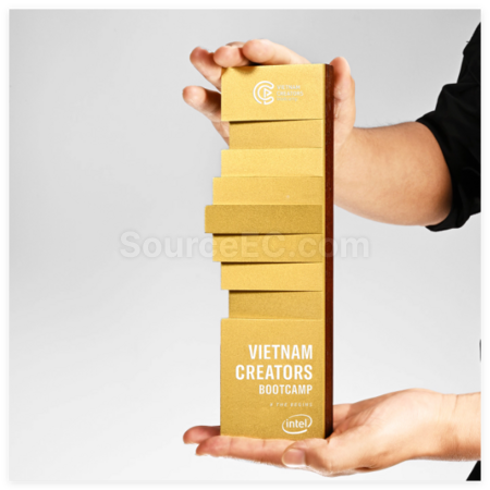Customization Step by Step Rising Trapezoidal Metal Trophy Corporate Gifts