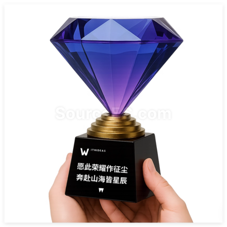 Customization Diamond Crystal Metal Trophy Corporate Gifts