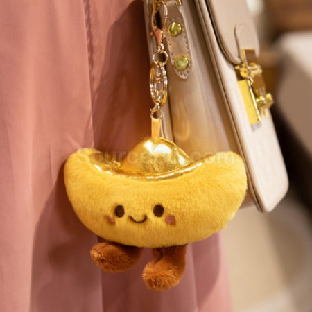 Customization Gold Ingot Plush Keychain Pendant Corporate Gifts