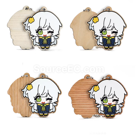 Customization Wooden rubber-like embossed keychain Corporate Gifts