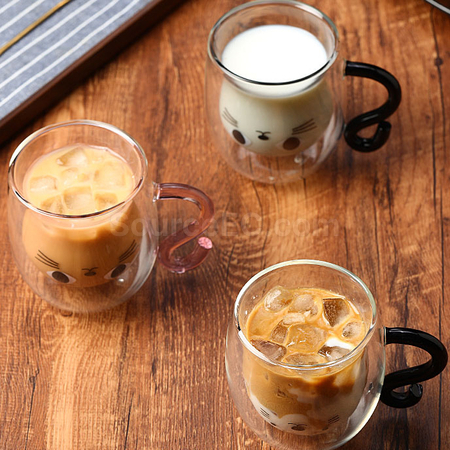 Customization Cat Double-walled Glass Cup Corporate Gifts