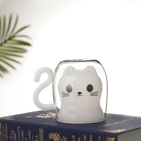 Customization Cat Double-walled Glass Cup Corporate Gifts