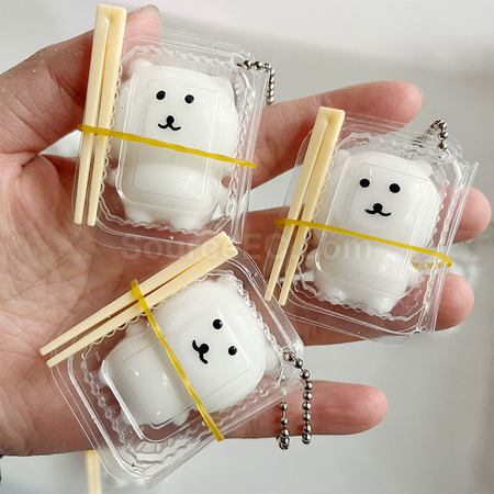 Customization Lunch Box Little Bear Squishy Keychain Stress Relief Toy Corporate Gifts