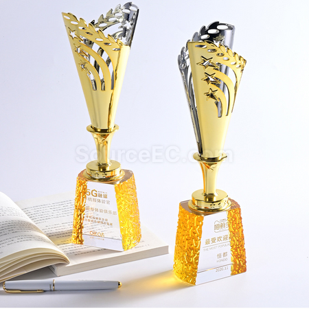 Customization Cutout Crystal Metal Trophy Corporate Gifts