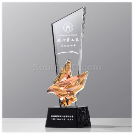 Customization Colorful Flying Dove Crystal Trophy Corporate Gifts