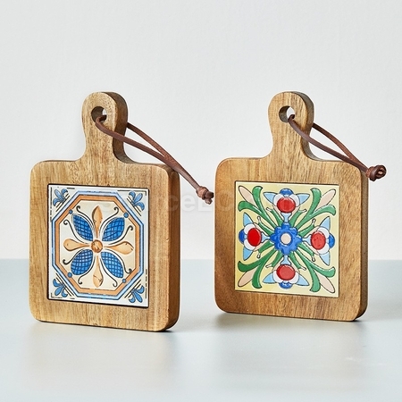 Customization Ceramic solid wood cup Coaster Corporate Gifts