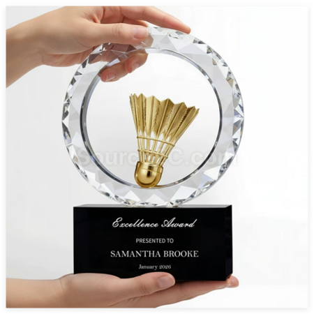Customization Badminton Crystal Trophy Corporate Gifts
