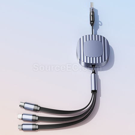 Customization 140W 2-in-1-to-3 Retractable Fast Charging Data Cable Corporate Gifts