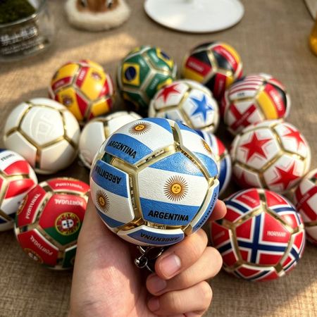 Customization Football Stress Relief Ball-shaped Button Keychain Corporate Gifts