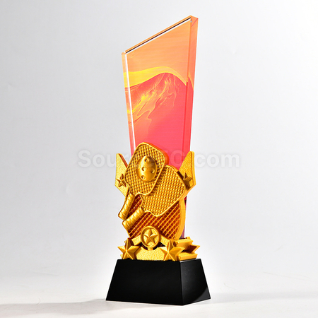 Customization Pickleball Themed Color Printed Crystal Trophy Corporate Gifts