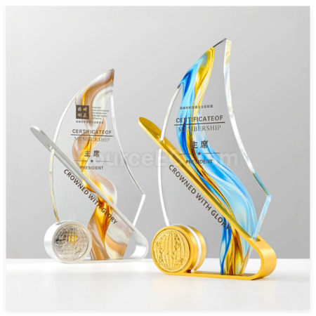 Customization Sailing Ship Crystal Metal Trophy Corporate Gifts