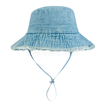 Customization Frayed Solid‑Color Cotton Bucket Hat Corporate Gifts