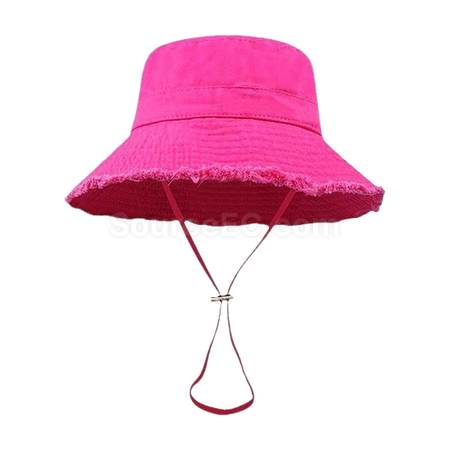Customization Frayed Solid‑Color Cotton Bucket Hat Corporate Gifts
