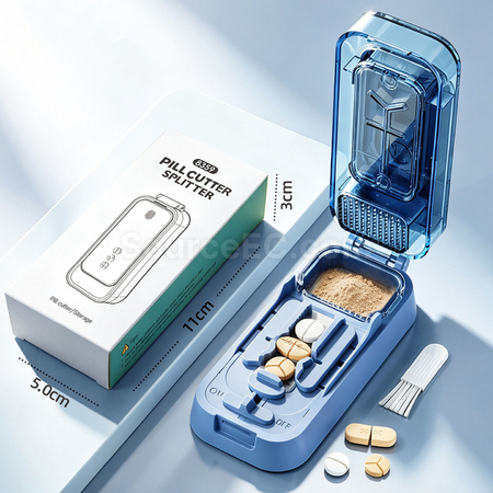 Customization 1-into-2, 3 & 4 Compartment Pill Cutter, Grinder and Pill Box Corporate Gifts