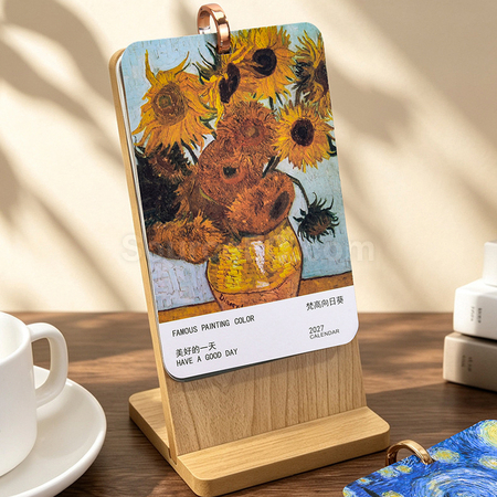 Customization Wooden Oil Painting Desk Calendar Corporate Gifts