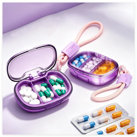 Customization Three-Compartment Pill Organizer With Lanyard Corporate Gifts