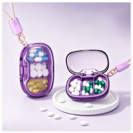 Customization Three-Compartment Pill Organizer With Lanyard Corporate Gifts