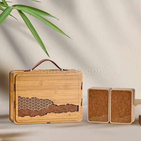 Customization Bamboo-style Handbag Tea Gift Box Set Corporate Gifts