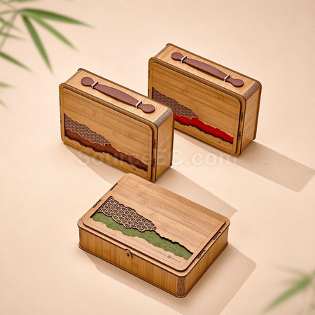 Customization Bamboo-style Handbag Tea Gift Box Set Corporate Gifts