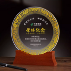 Solid Wood Crystal Commemorative Plate