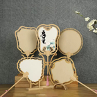 CustomizationAncient Style Wooden Hollow Blank Rice Paper Round FanCorporate Gifts